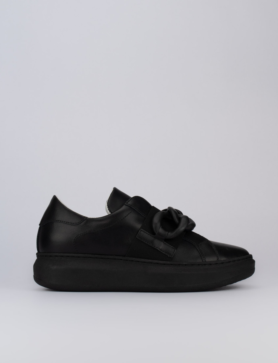 Sneakers tacco 1cm pelle nero