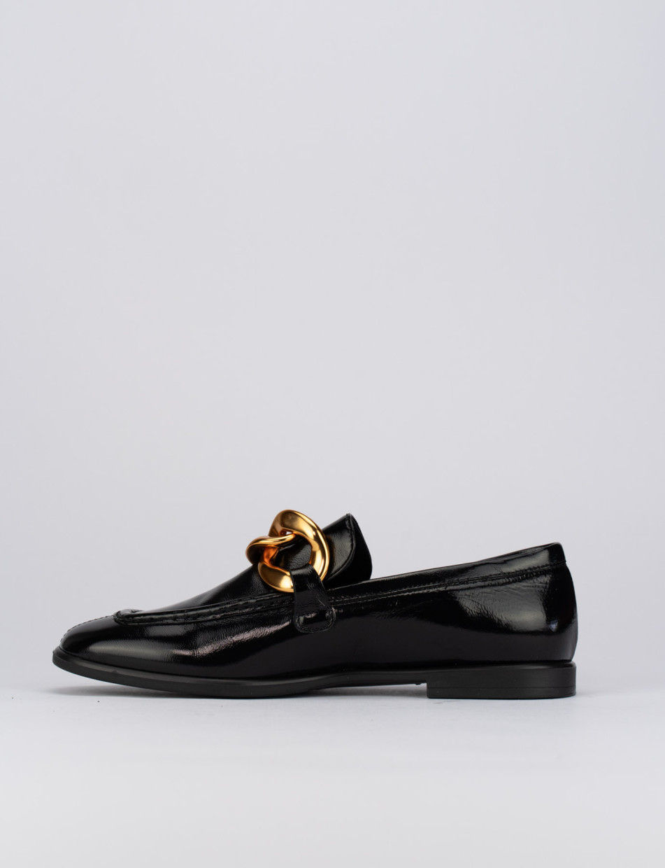 Loafers heel 1 cm black leather