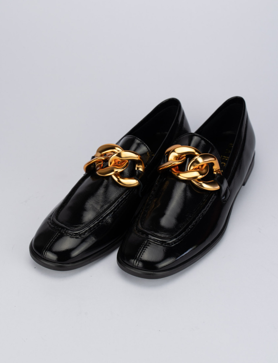 Loafers heel 1 cm black leather