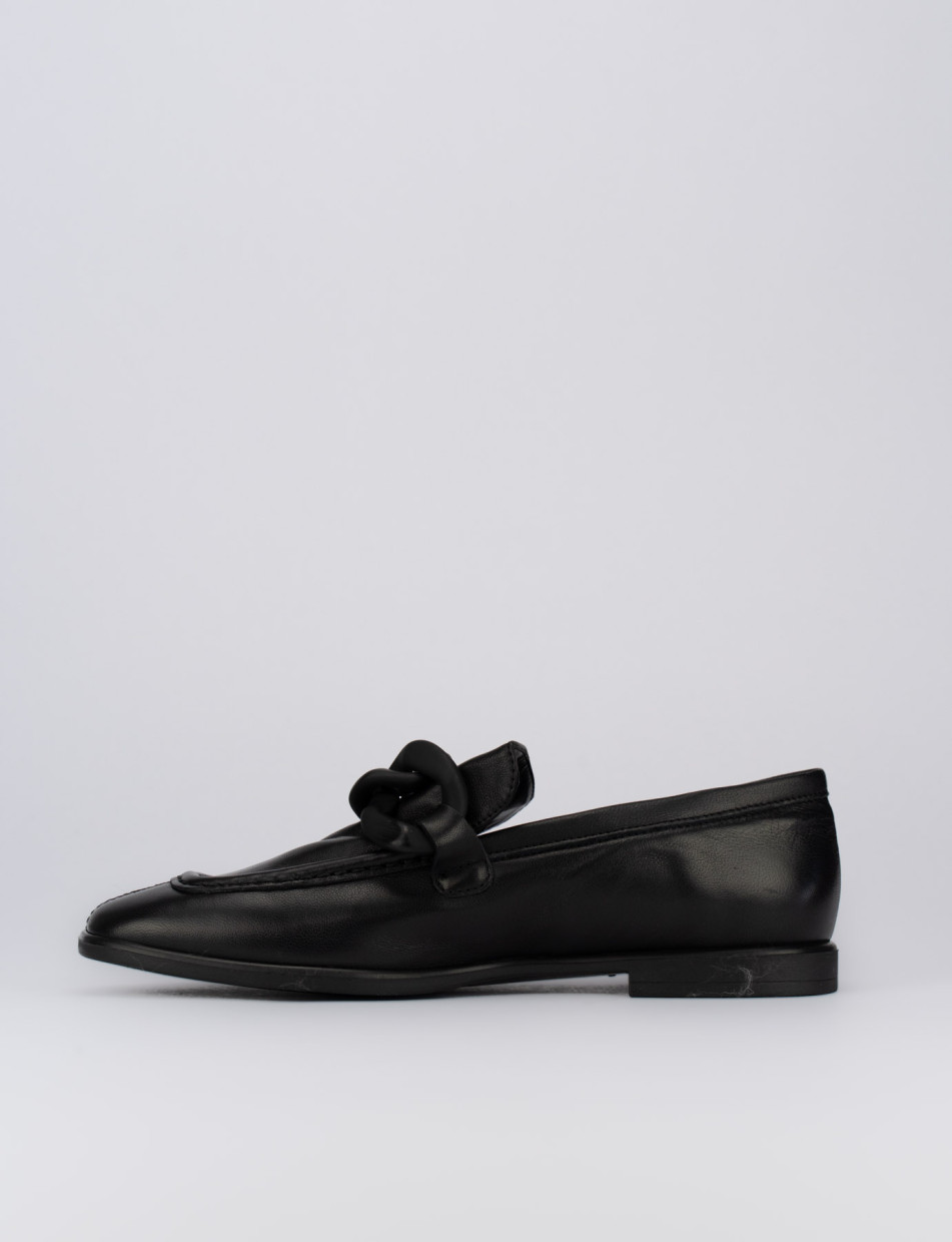 Mocassino tacco 1 cm nero pelle