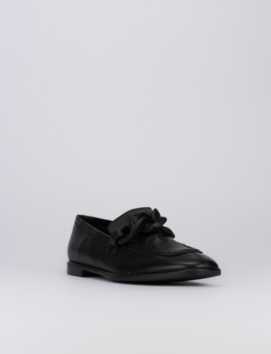 Mocassino tacco 1 cm nero pelle