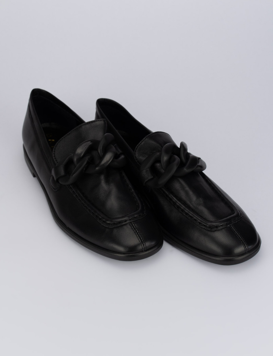 Mocassino tacco 1 cm nero pelle