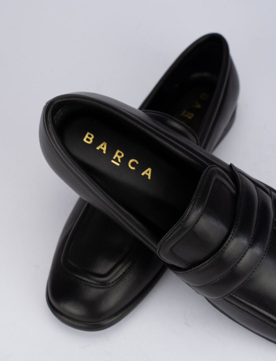 Loafers heel 1 cm black leather