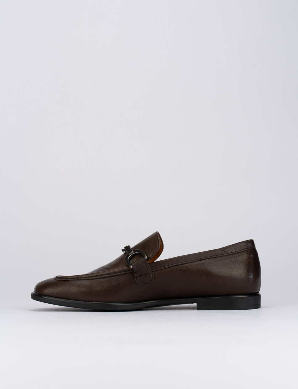 Loafers heel 1 cm dark brown leather