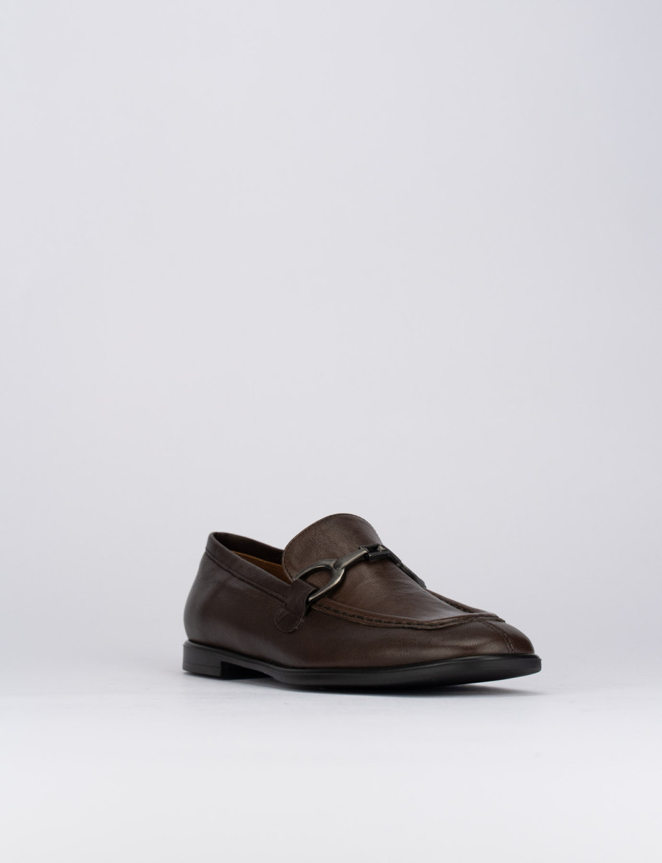 Loafers heel 1 cm dark brown leather