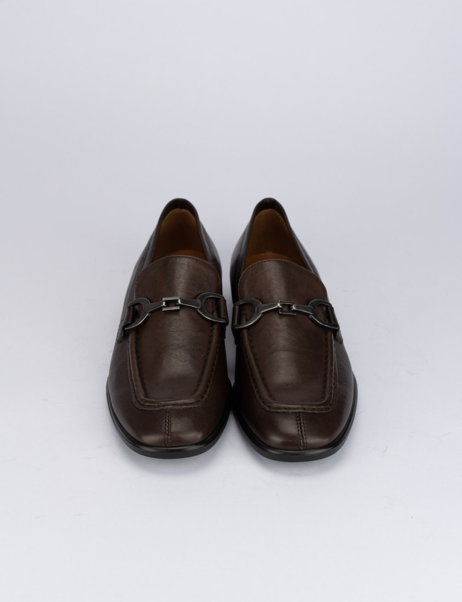 Loafers heel 1 cm dark brown leather