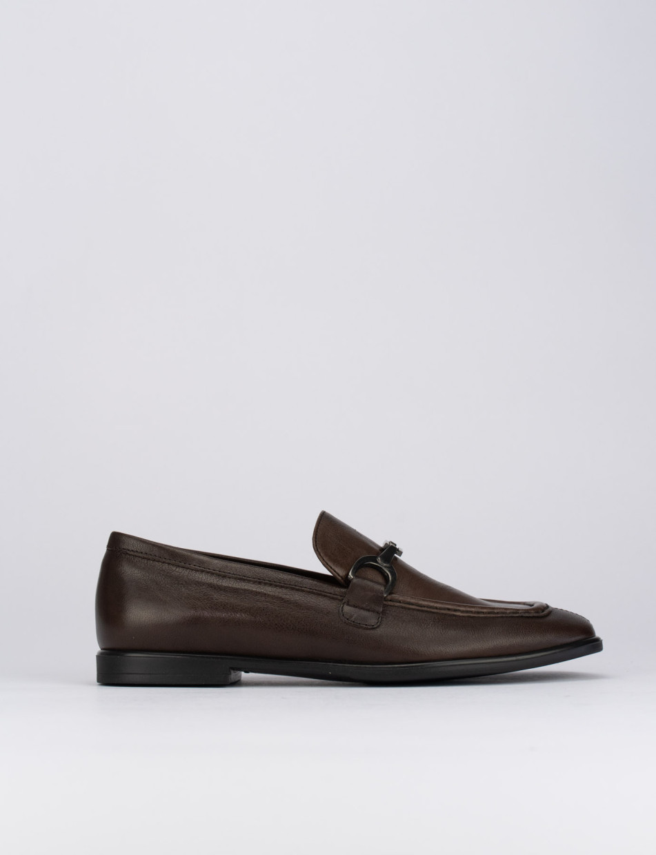 Loafers heel 1 cm dark brown leather