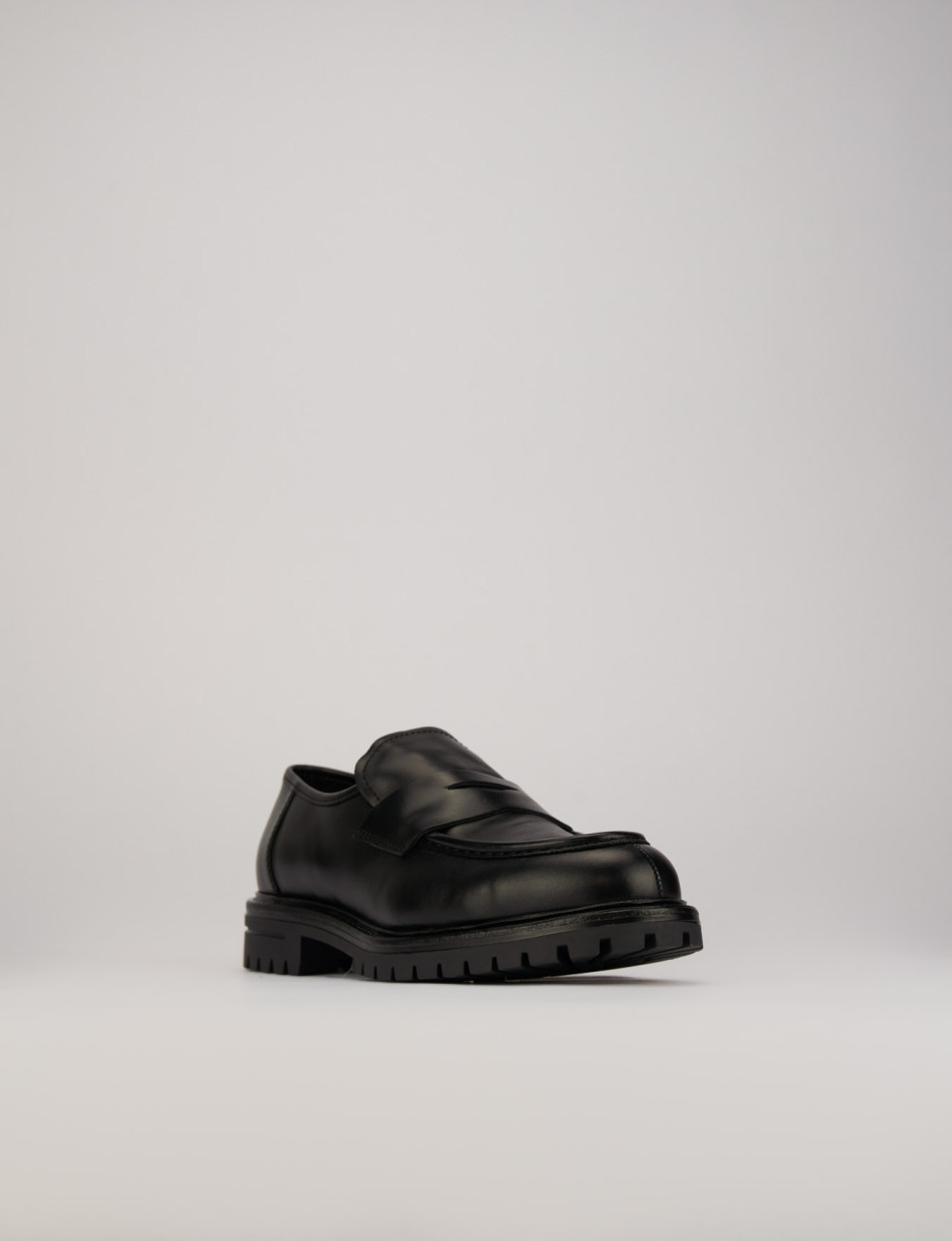 Mocassino tacco 1 cm nero pelle