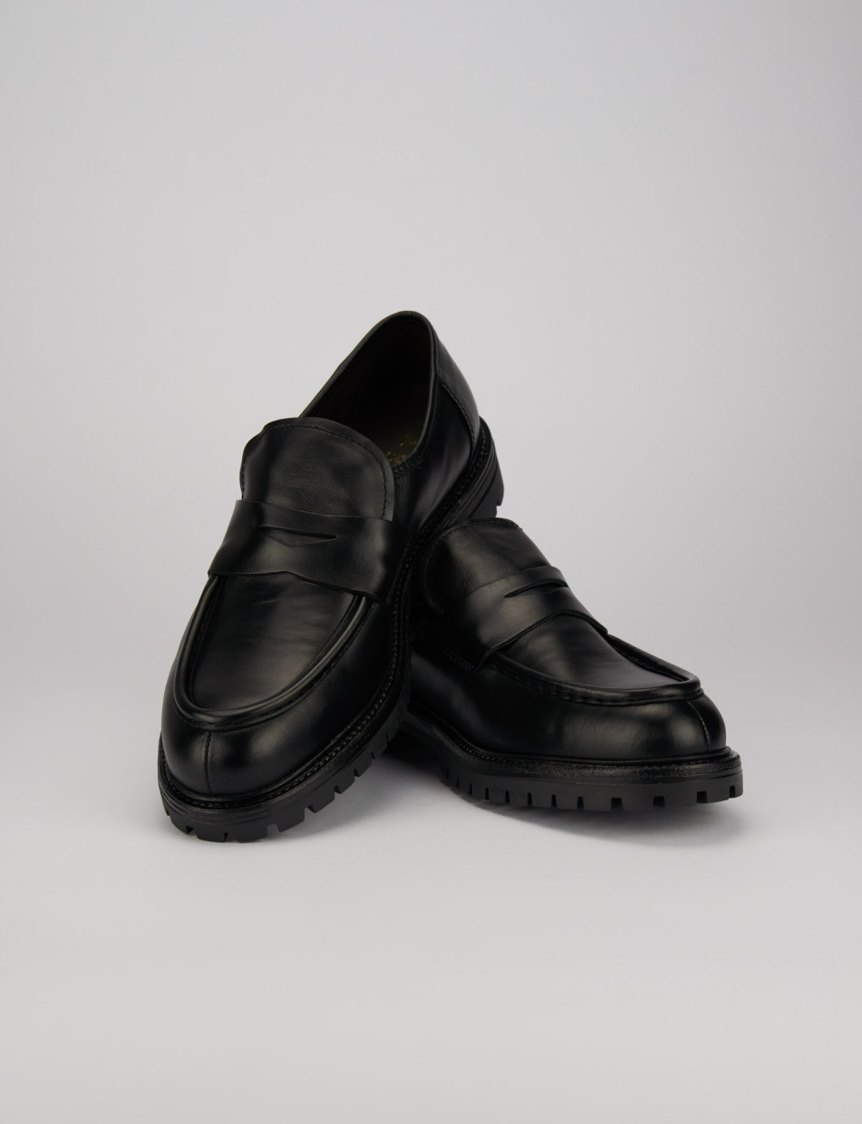 Mocassino tacco 1 cm nero pelle