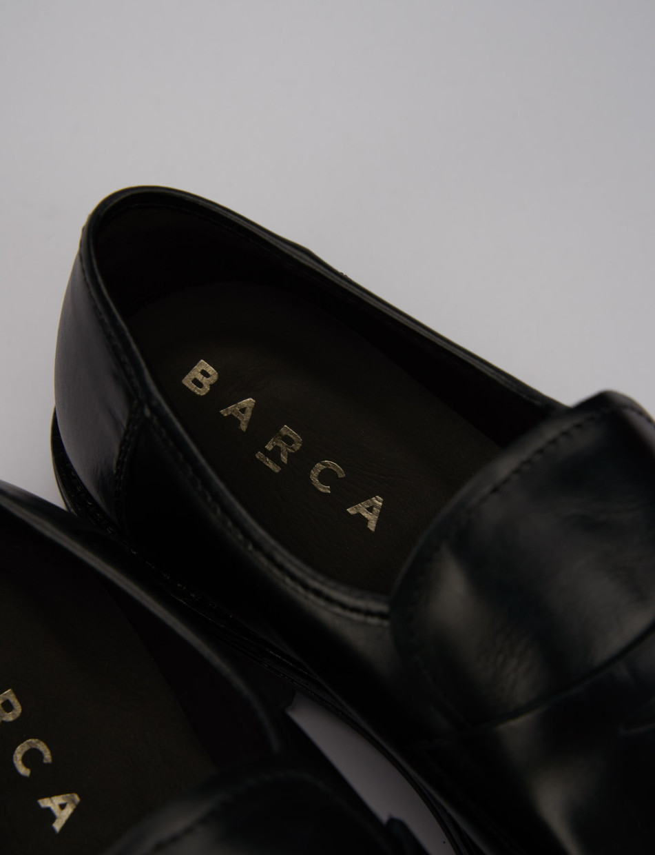 Mocassino tacco 1 cm nero pelle