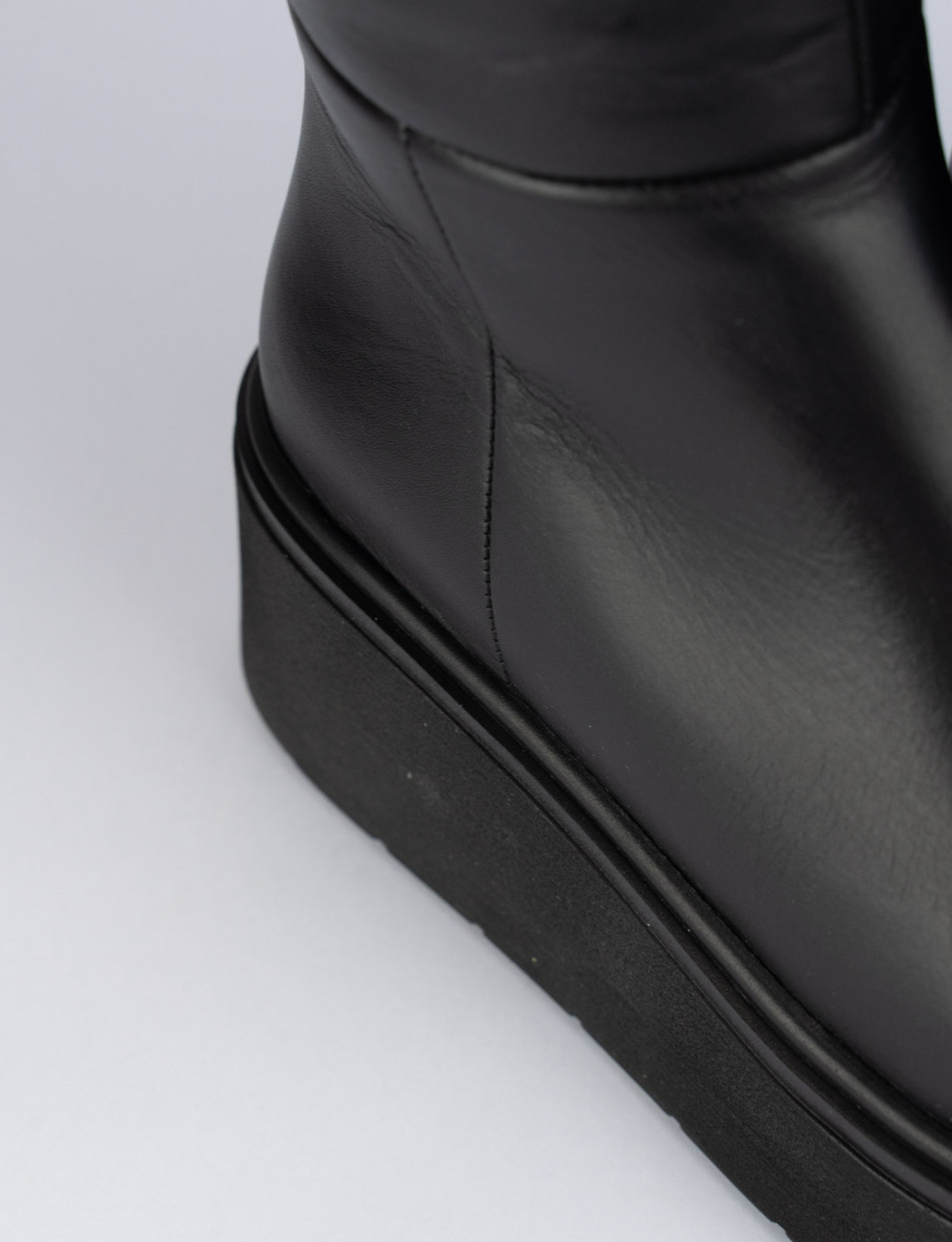 Low heel boots black leather