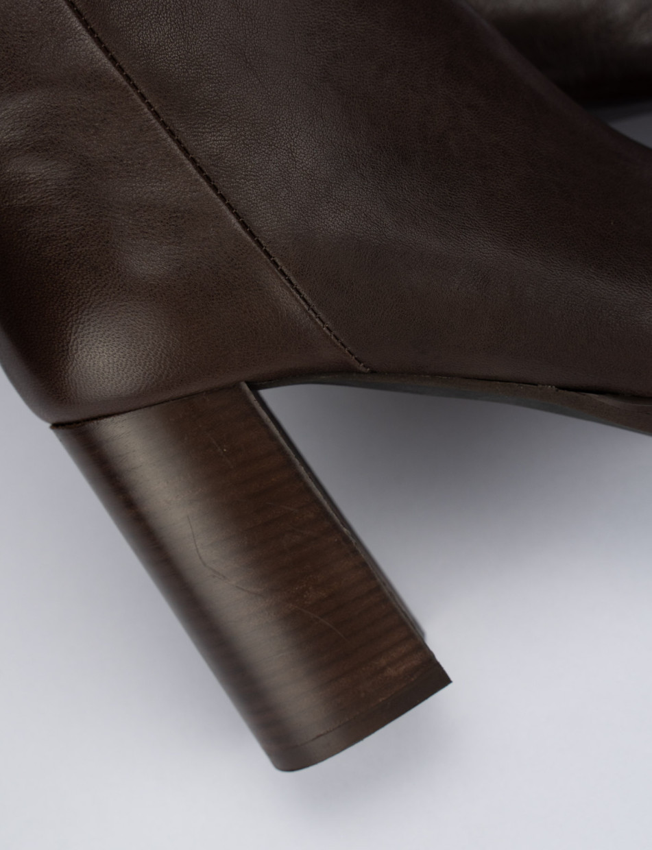 High heel ankle boots heel 9 cm dark brown leather
