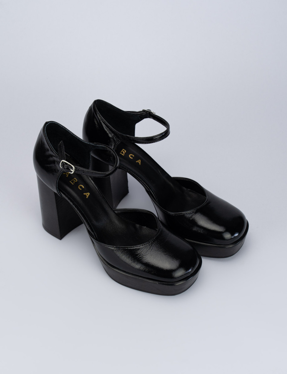 Pumps woman heel 9 cm black leather Barca Stores