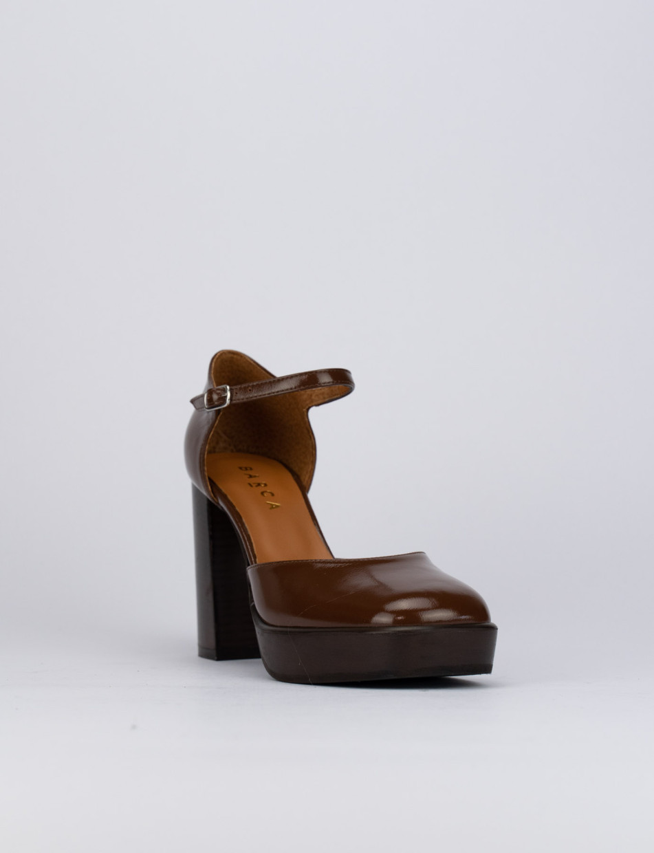 Pumps heel 9 cm dark brown leather