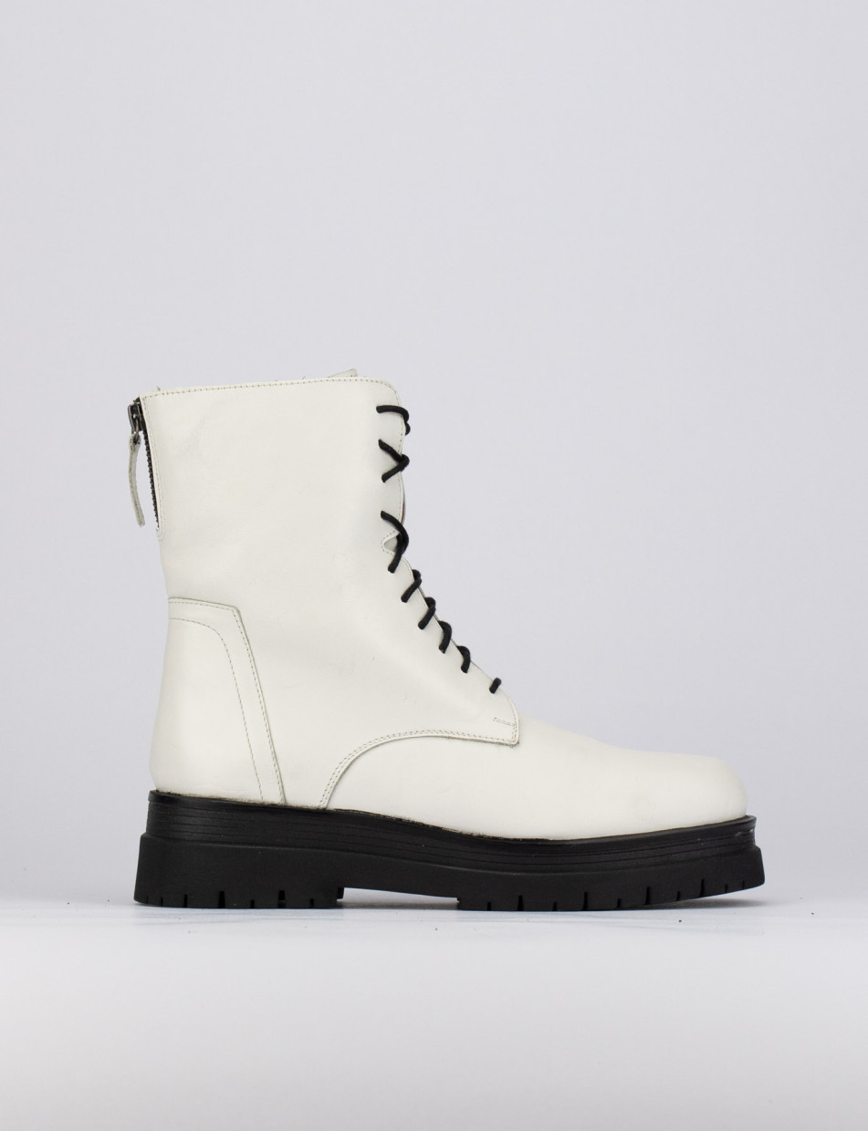 Combat boots heel 1 cm white leather