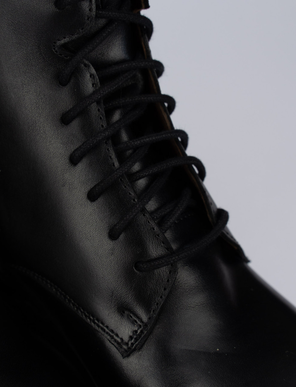 Combat boots woman heel 1 cm black leather Barca Stores
