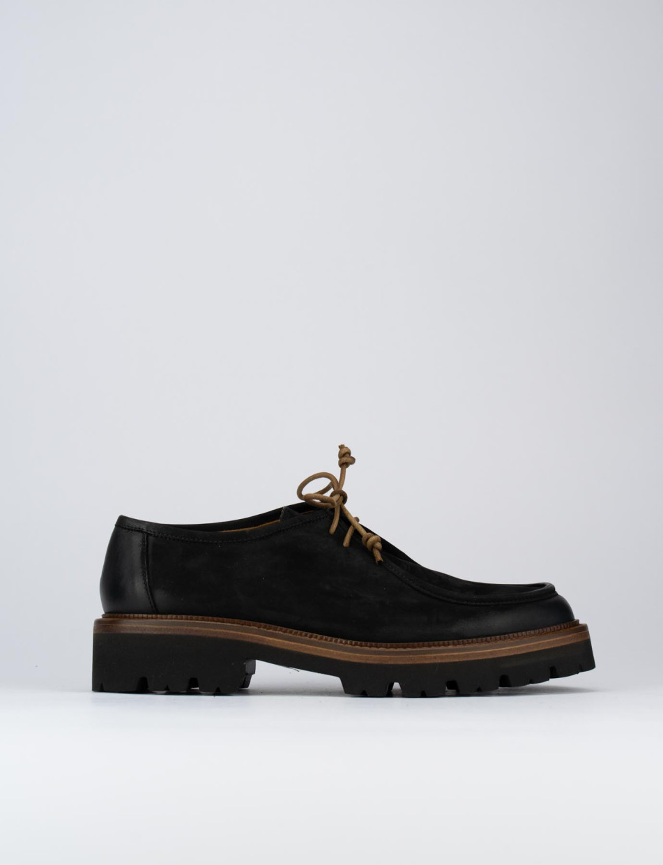 Lace-up shoes heel 2 cm black nabuk