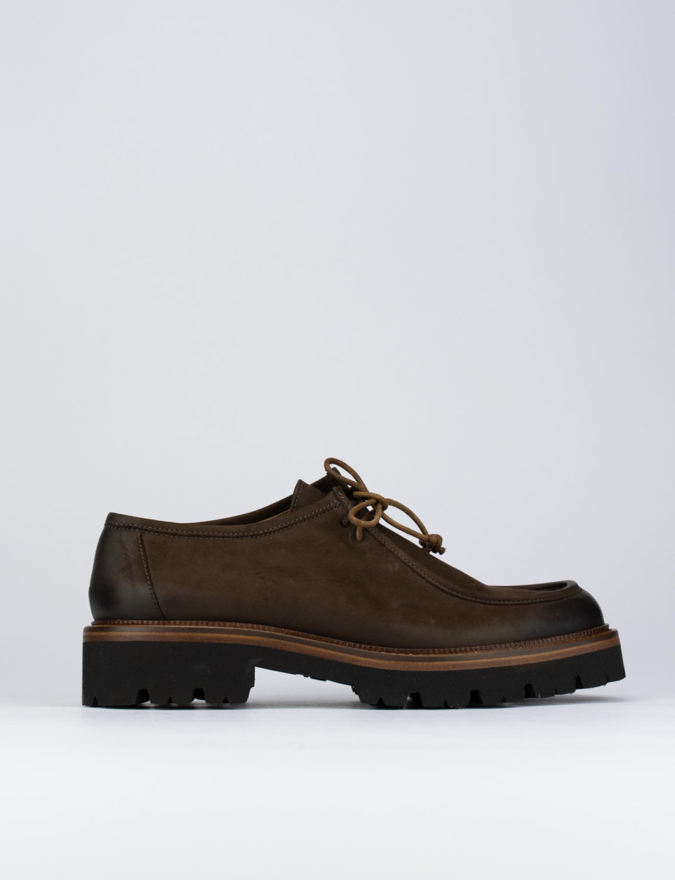 Lace-up shoes heel 2 cm dark brown nabuk