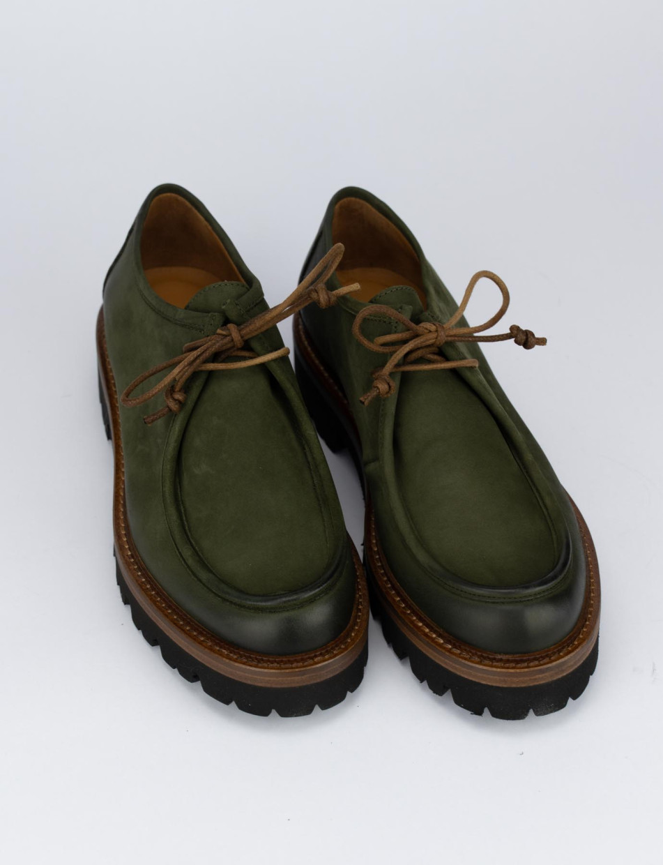 Lace-up shoes heel 2 cm green nabuk