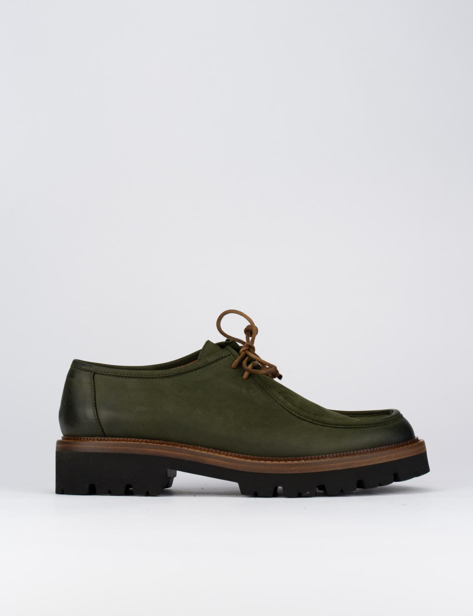 Lace-up shoes heel 2 cm green nabuk