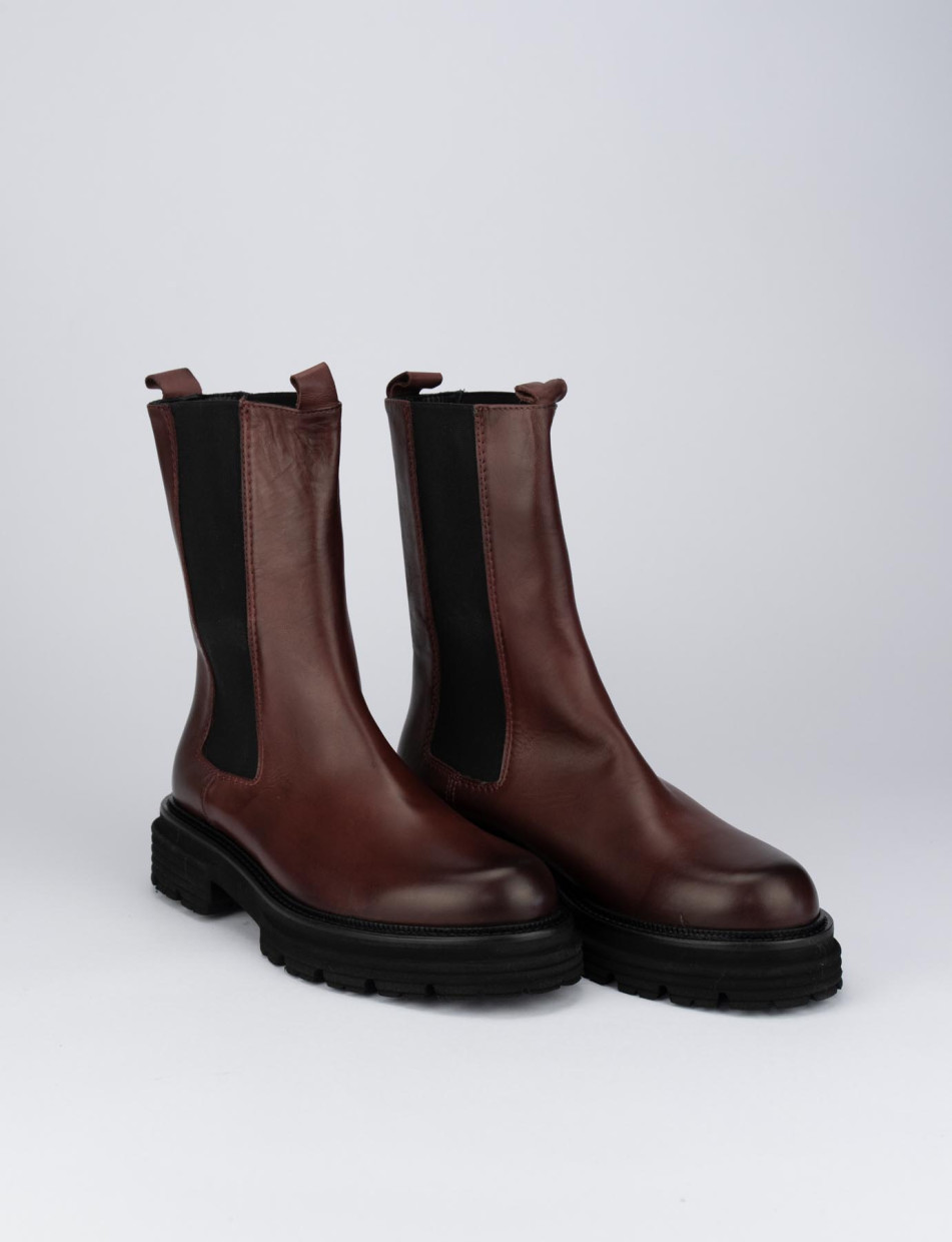 Low heel ankle boots woman heel 2 cm bordeaux leather Barca Stores