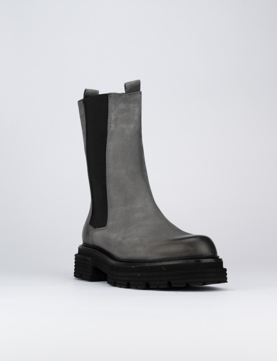 Grey low shop heel boots