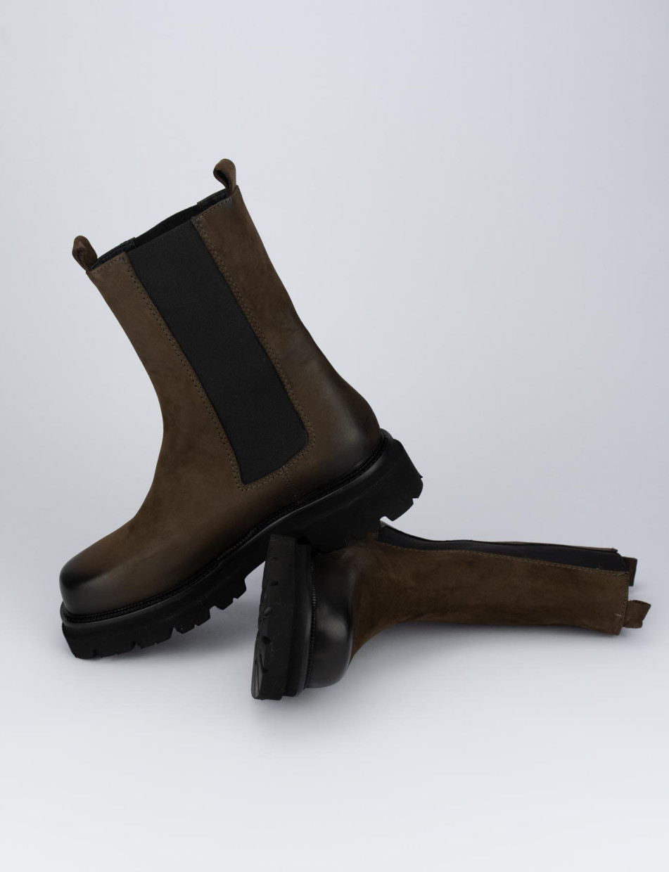 Low heel ankle boots heel 2 cm dark brown nabuk