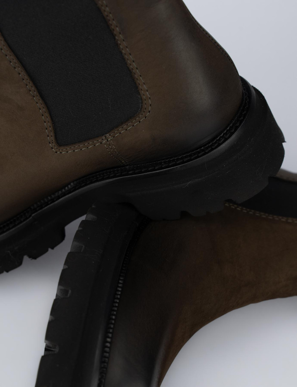 Low heel ankle boots heel 2 cm dark brown nabuk