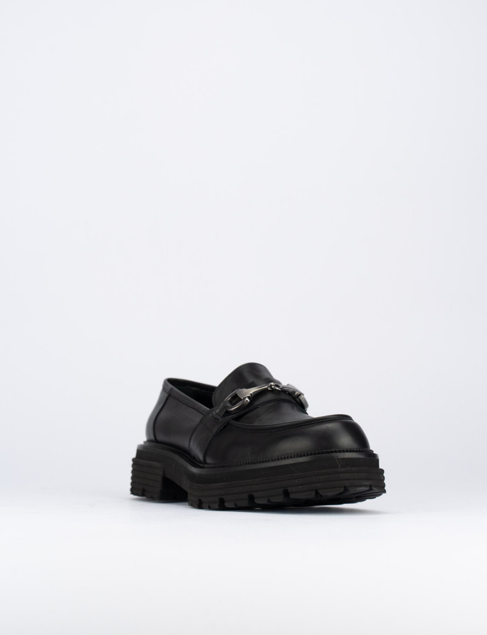 Mocassino tacco 1 cm nero pelle