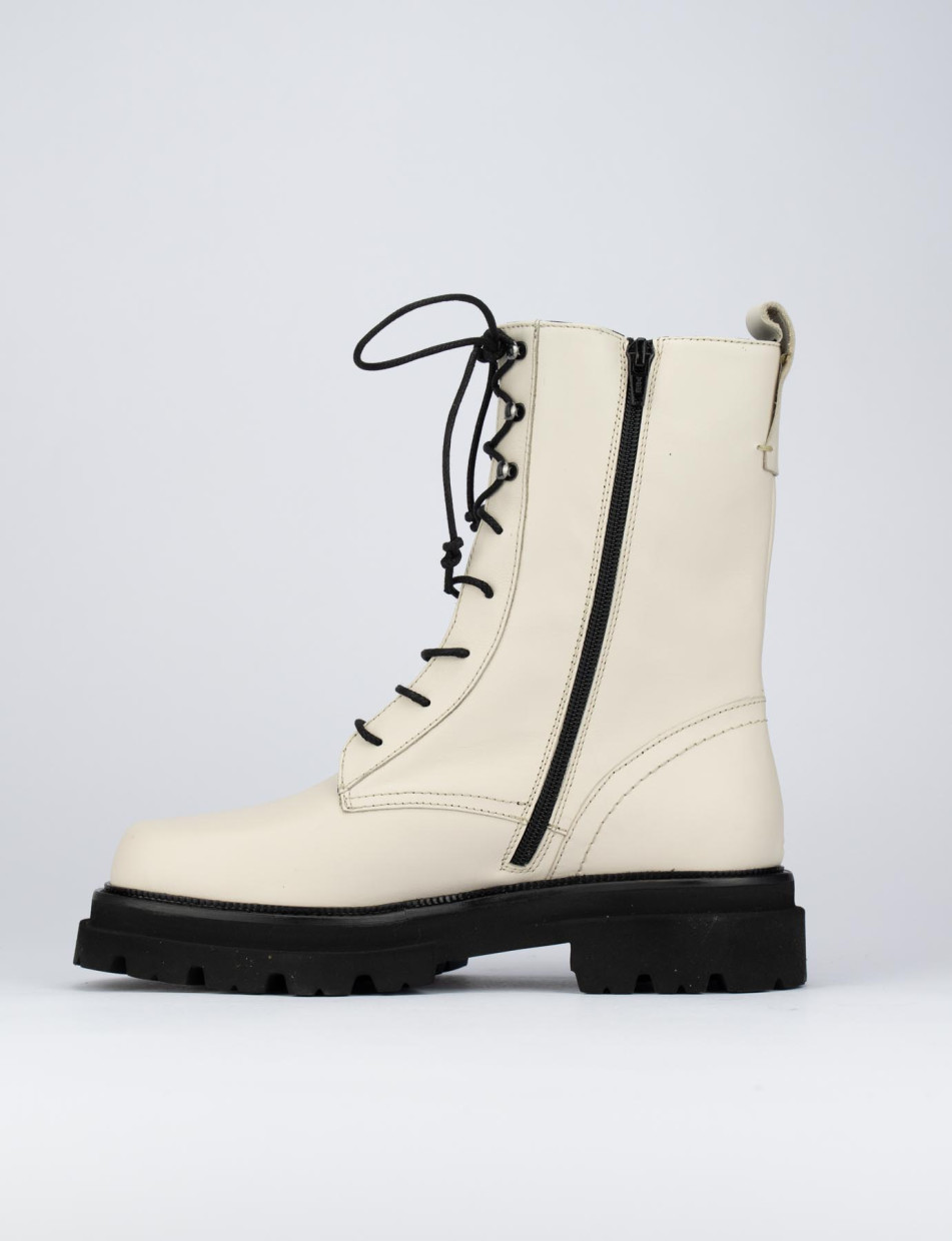 Combat boots heel 1 cm white leather