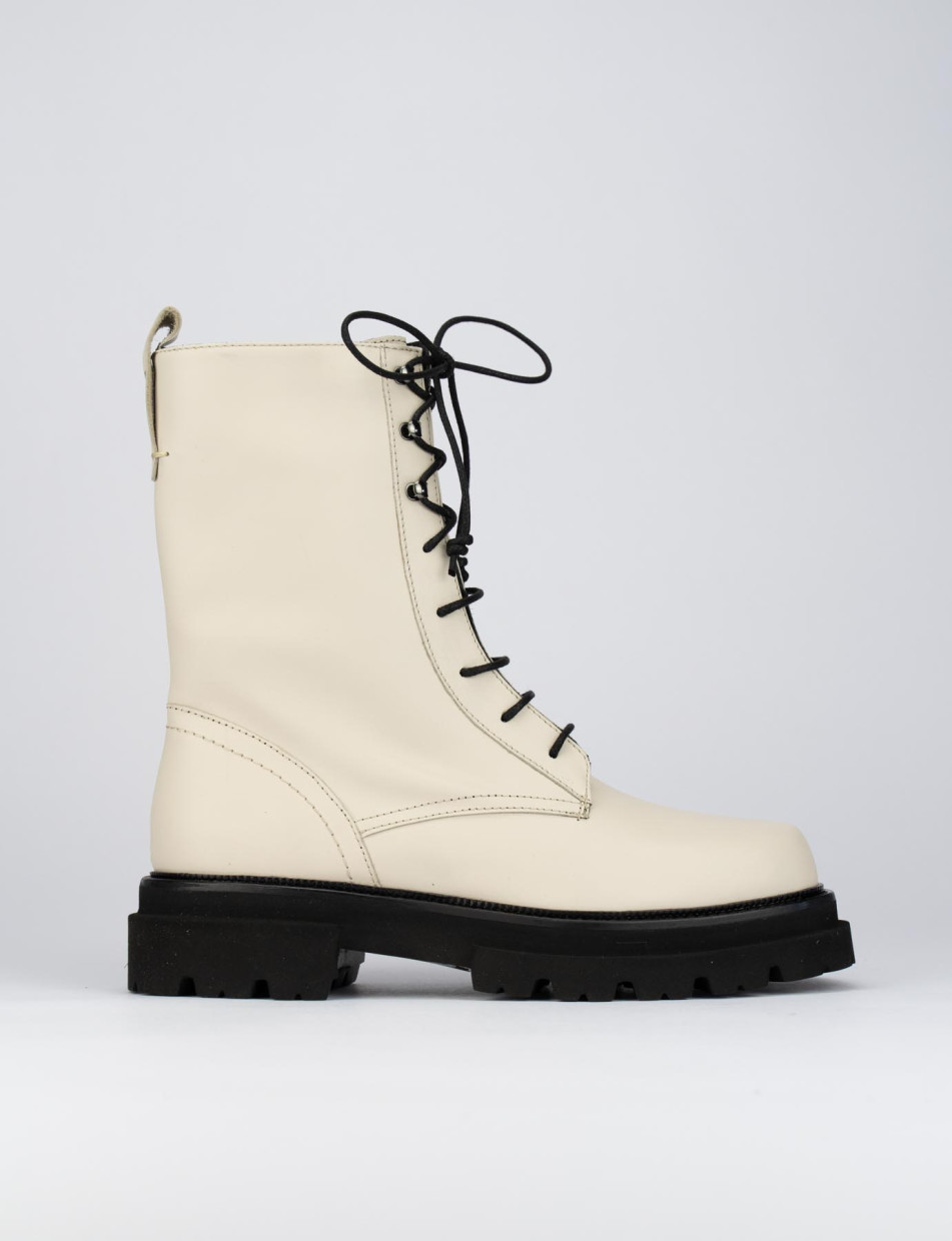 Combat boots heel 1 cm white leather