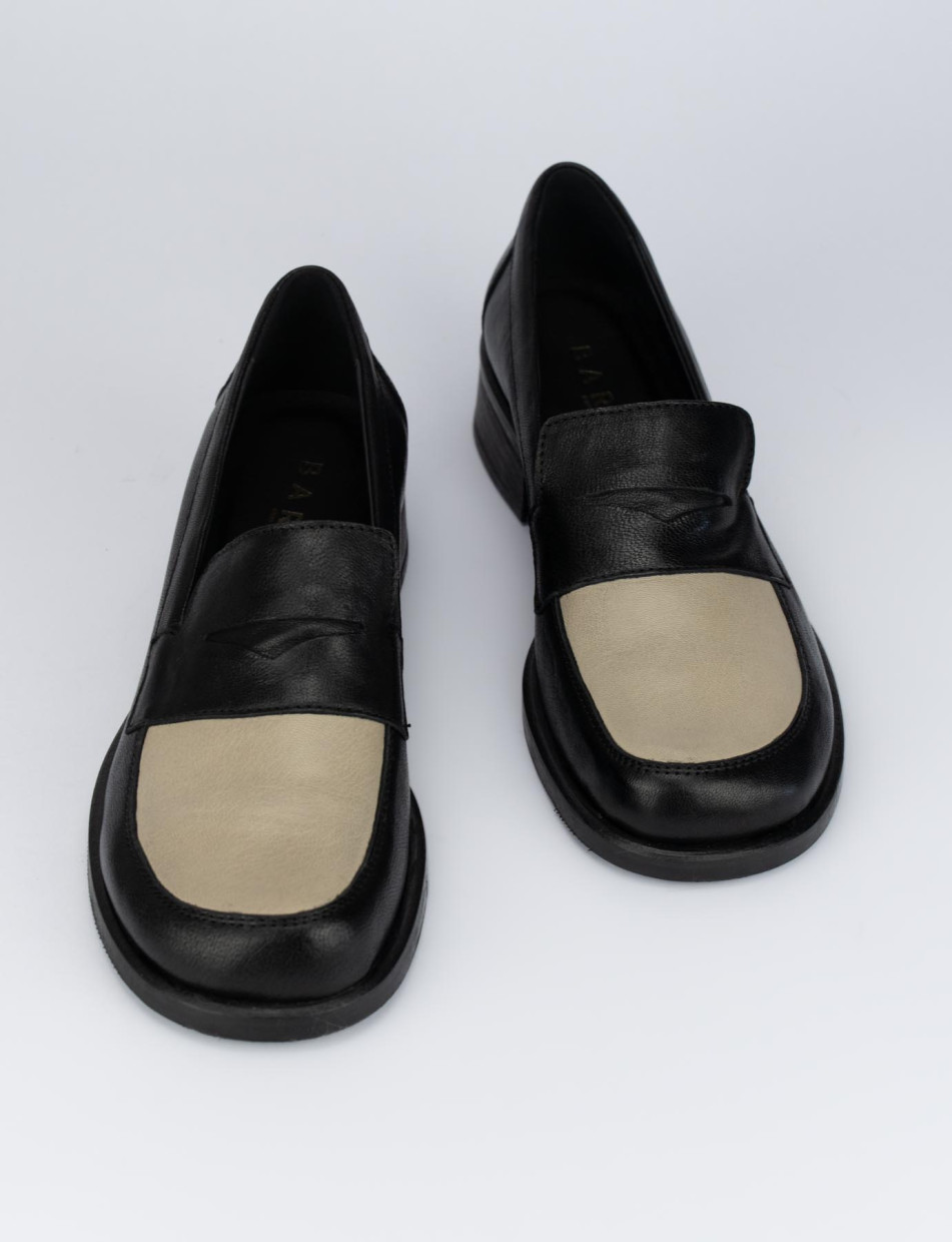 Mocassino tacco 1 cm nero pelle