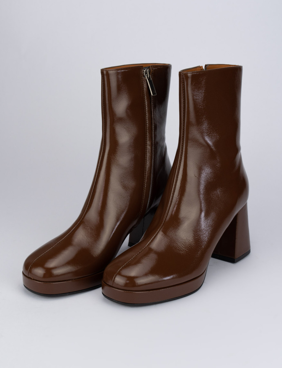 High heel ankle boots woman heel 6 cm dark brown leather Barca Stores