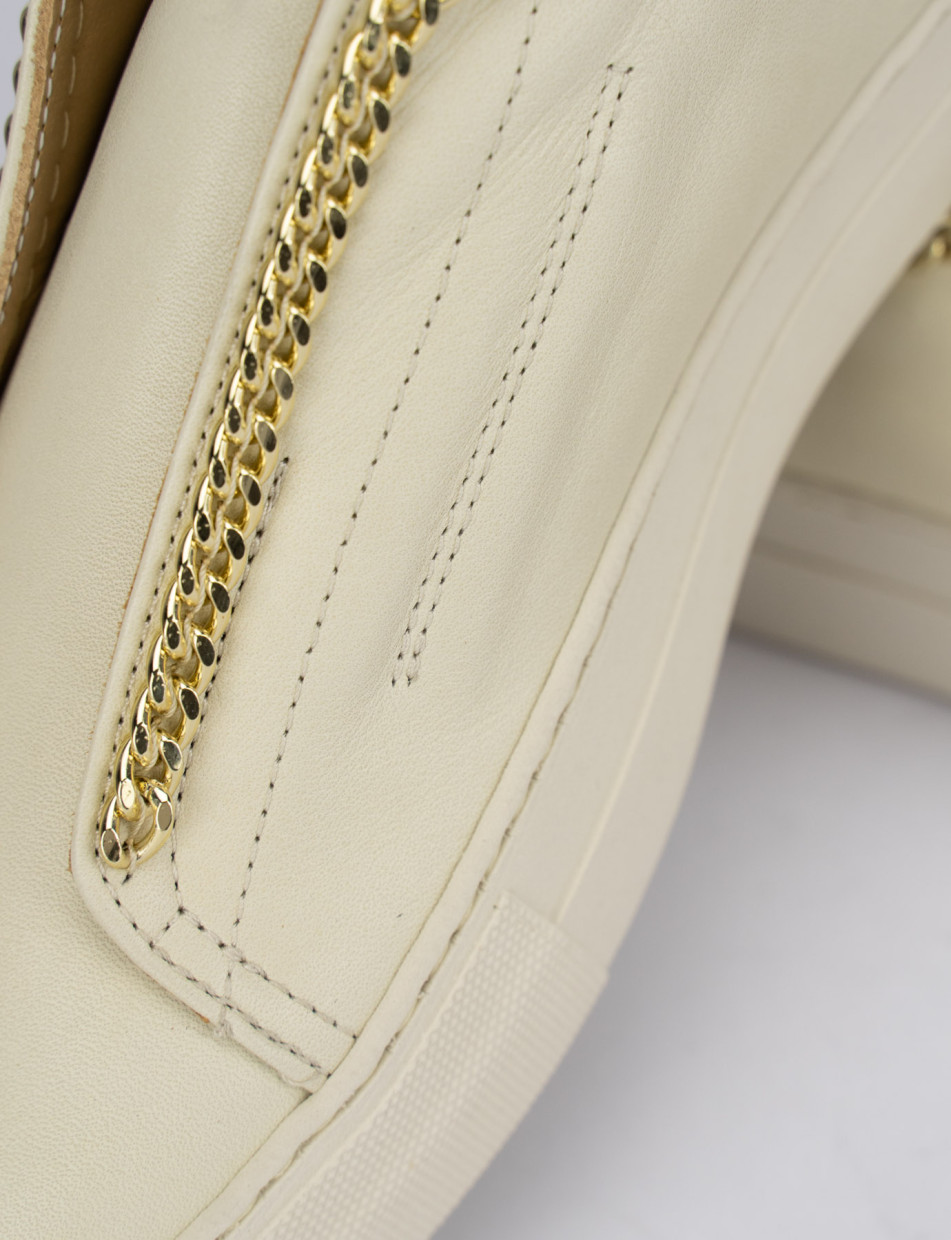 Sneakers heel 1 cm beige leather