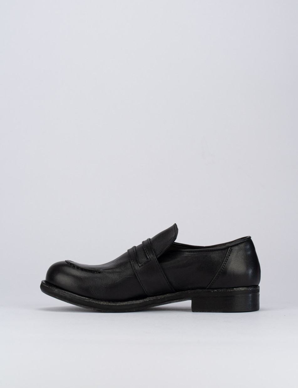 Loafers heel 1 cm black leather