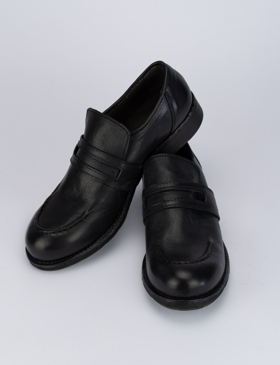 Mocassino tacco 1 cm nero pelle