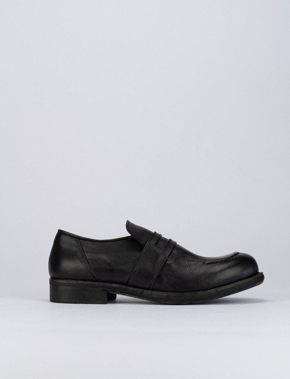 Mocassino tacco 1 cm nero pelle