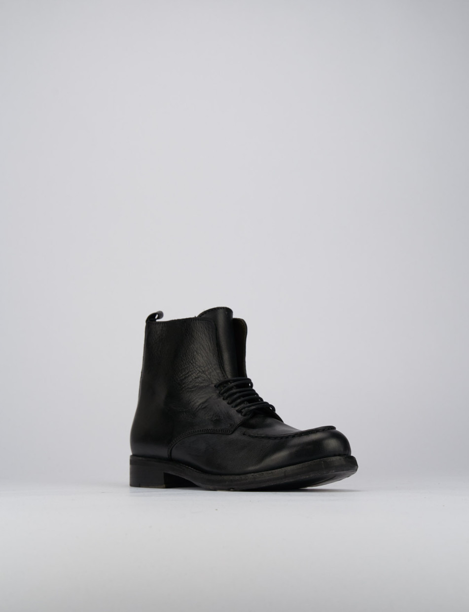 Combat boots heel 1 cm black leather