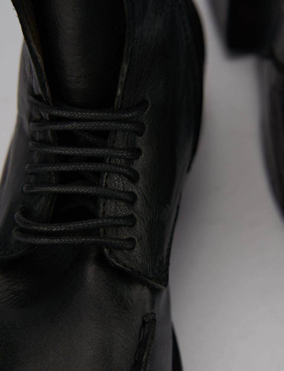 Combat boots heel 1 cm black leather