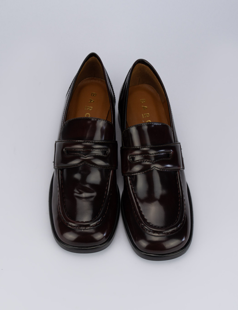 Loafers heel 2 cm bordeaux leather