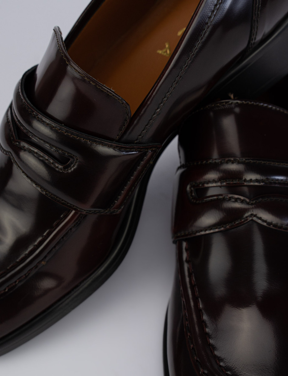 Loafers heel 2 cm bordeaux leather