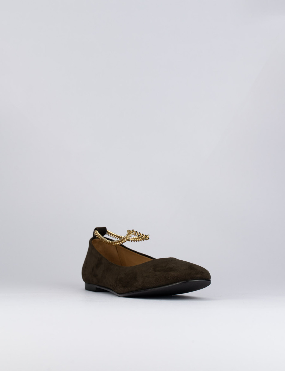 Flat shoes woman heel 1 cm dark brown chamois Barca Stores