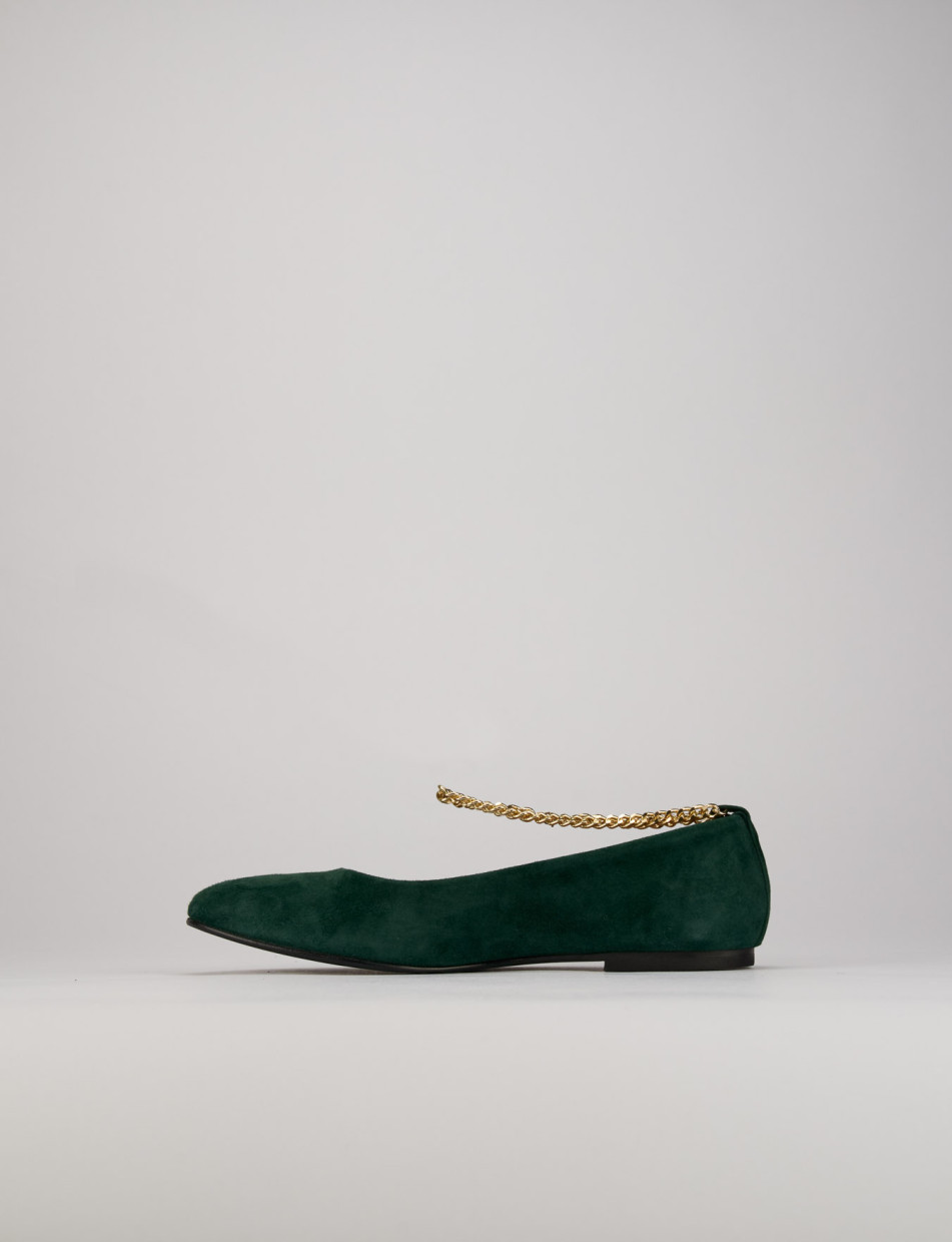 Ballerine tacco 1cm camoscio verde