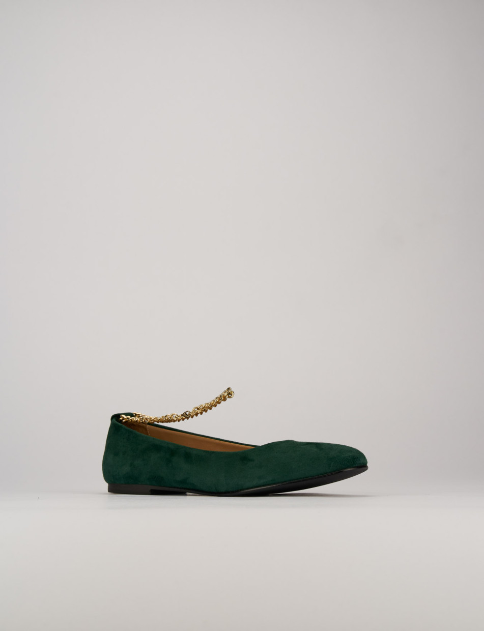 Ballerine tacco 1cm camoscio verde