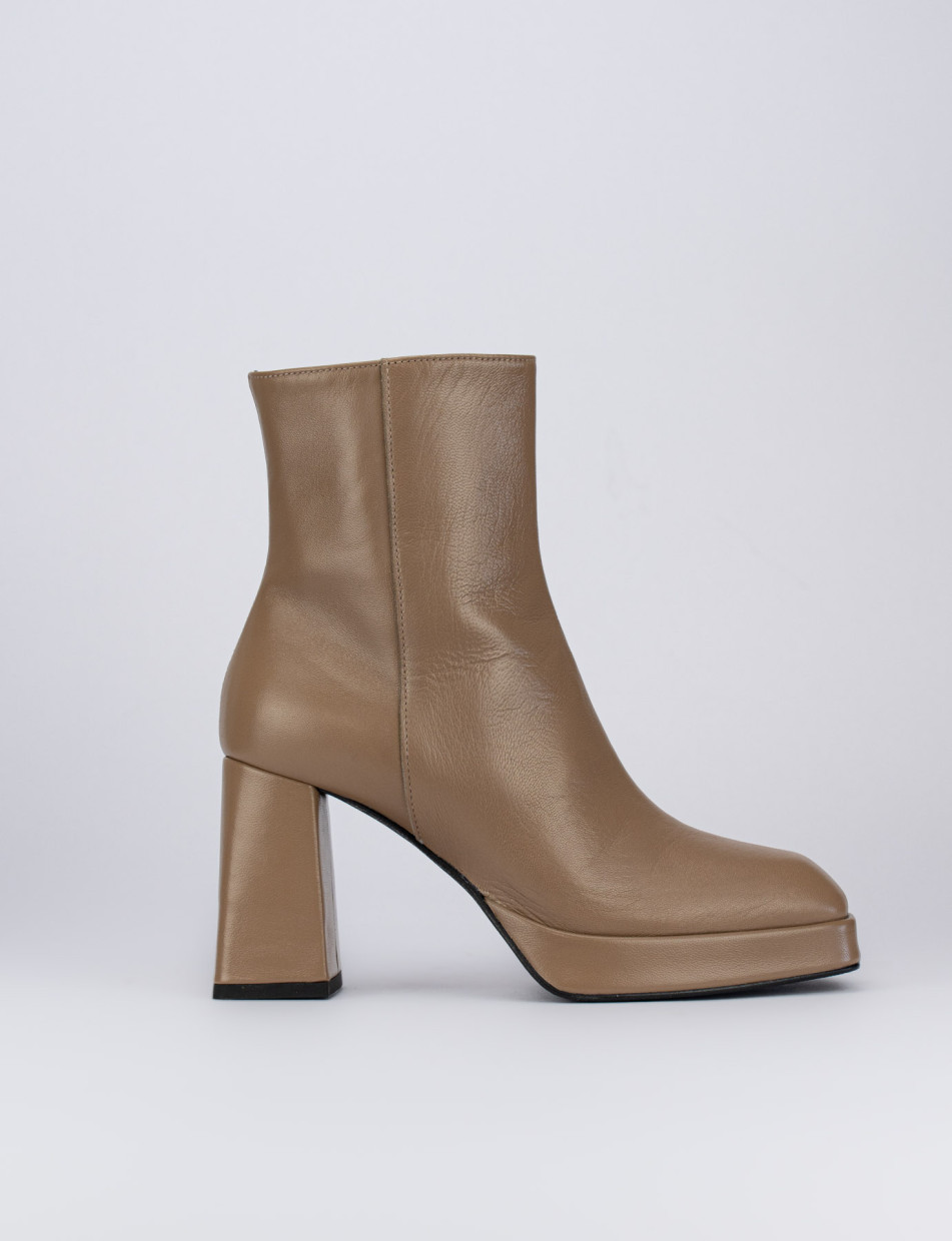 High heel ankle boots heel 10 cm beige leather