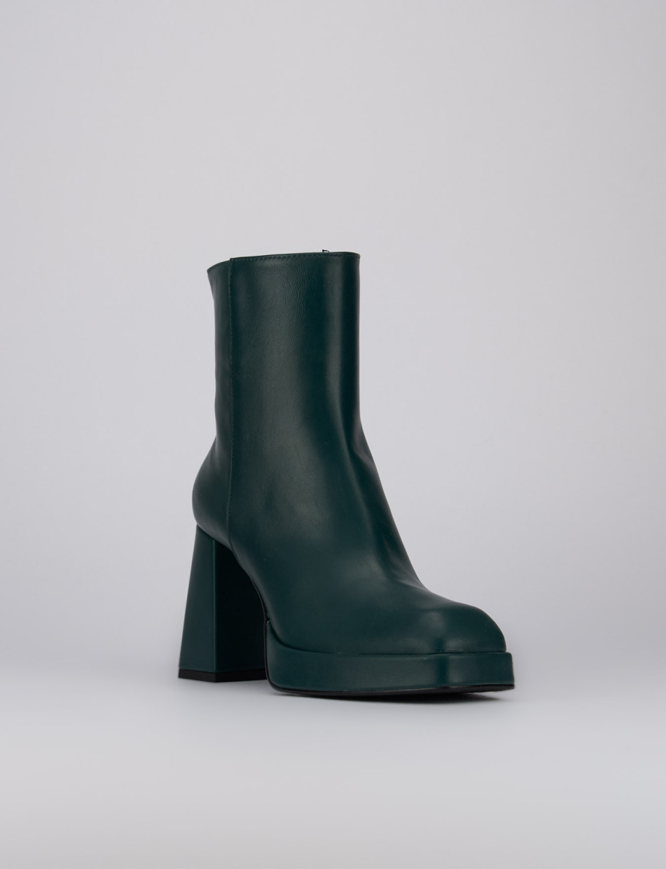 High heel ankle boots heel 9 cm green leather