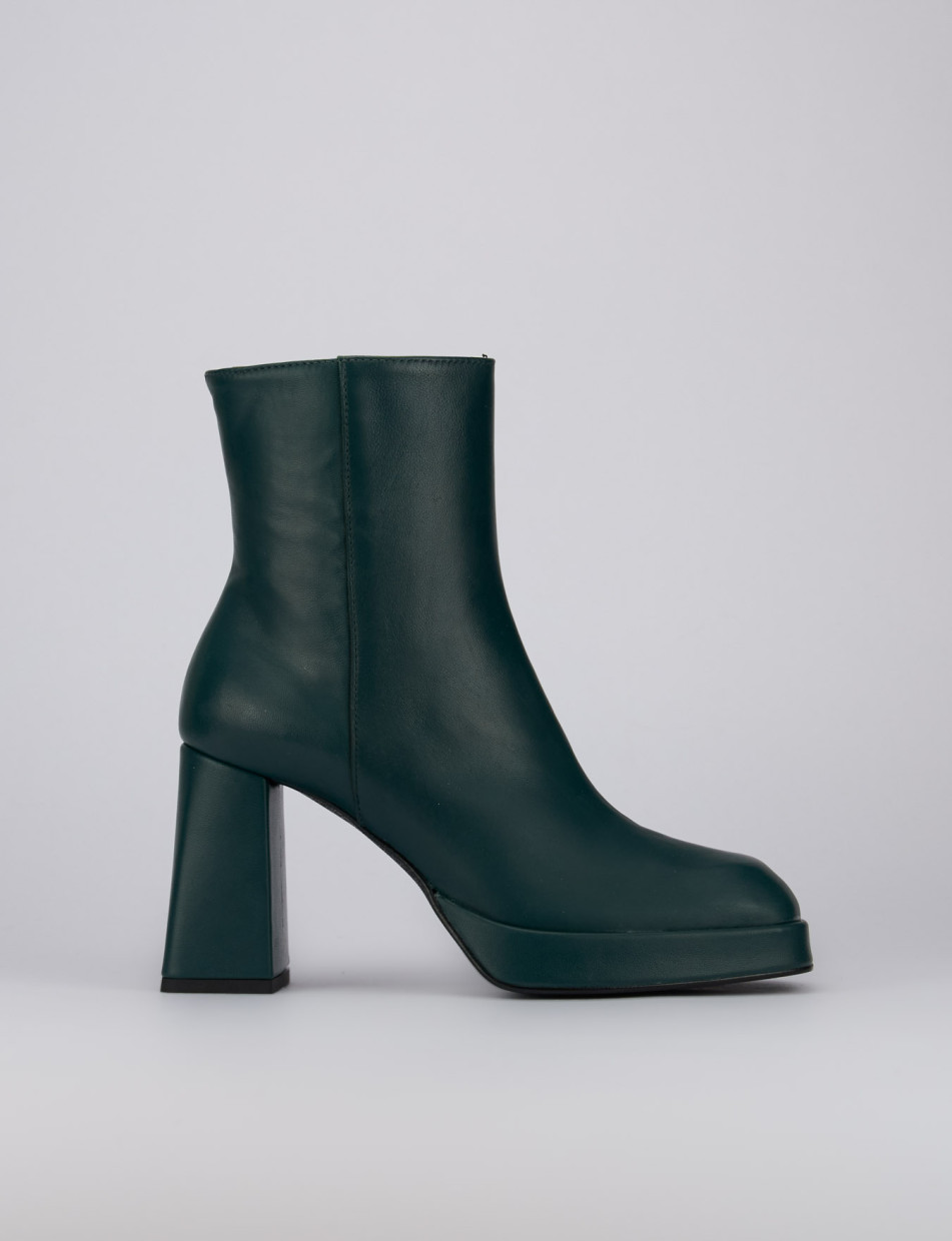 High heel ankle boots heel 9 cm green leather