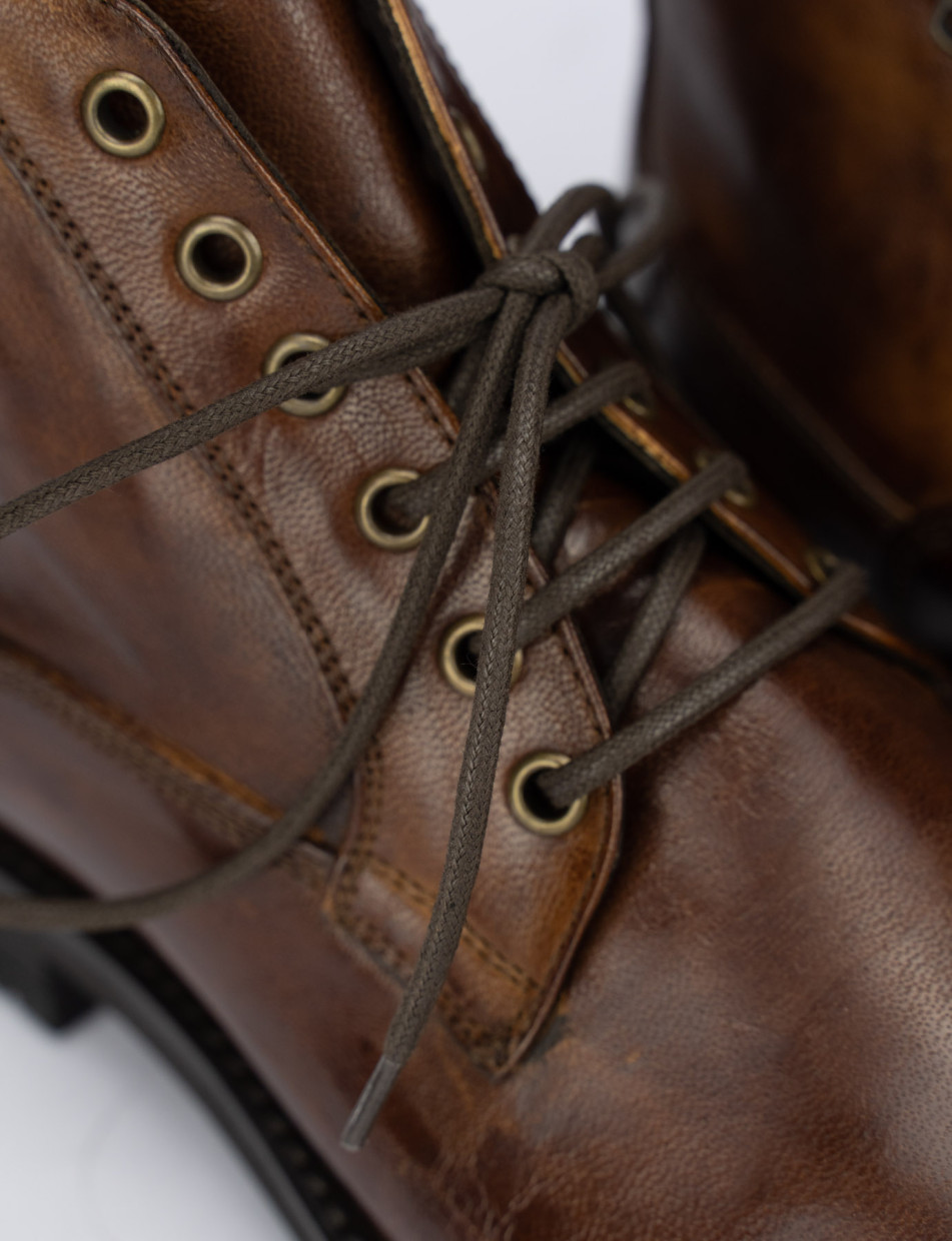 Combat boots heel 1 cm brown leather