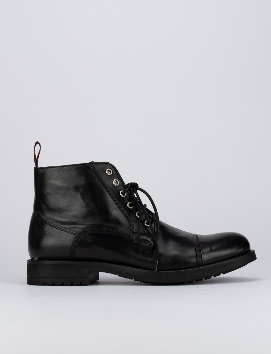 Combat boots heel 1 cm black leather