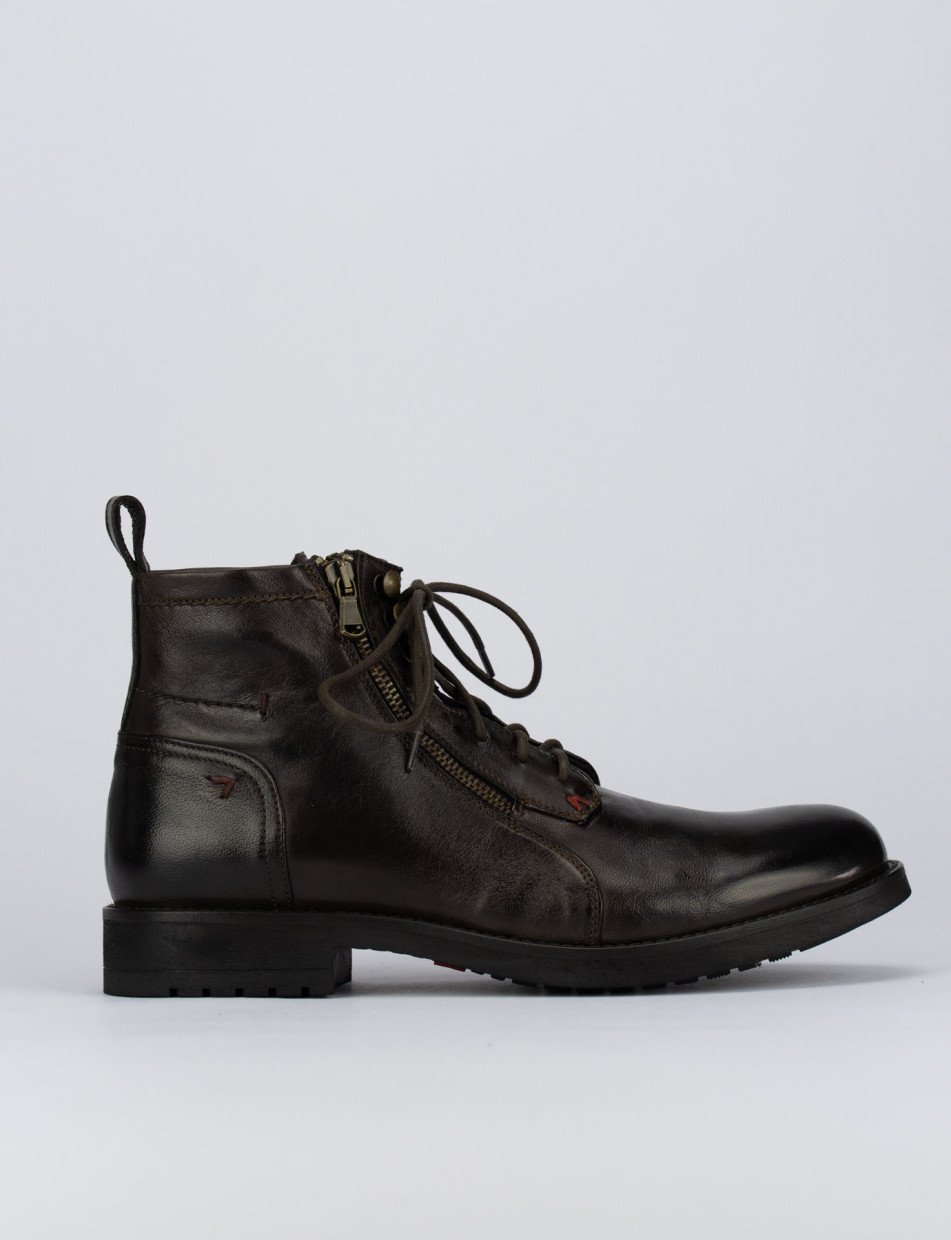 Combat boots heel 1 cm dark brown leather